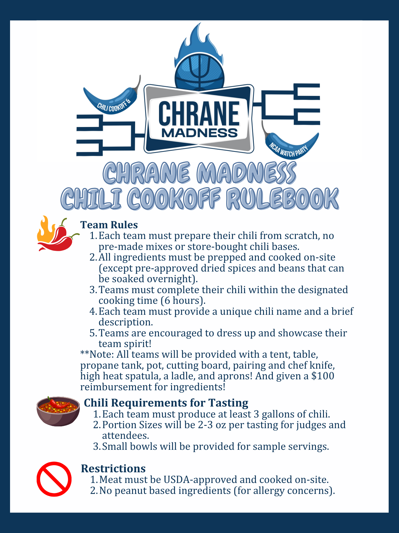 Chrane Madness Chili Cookoff Rules